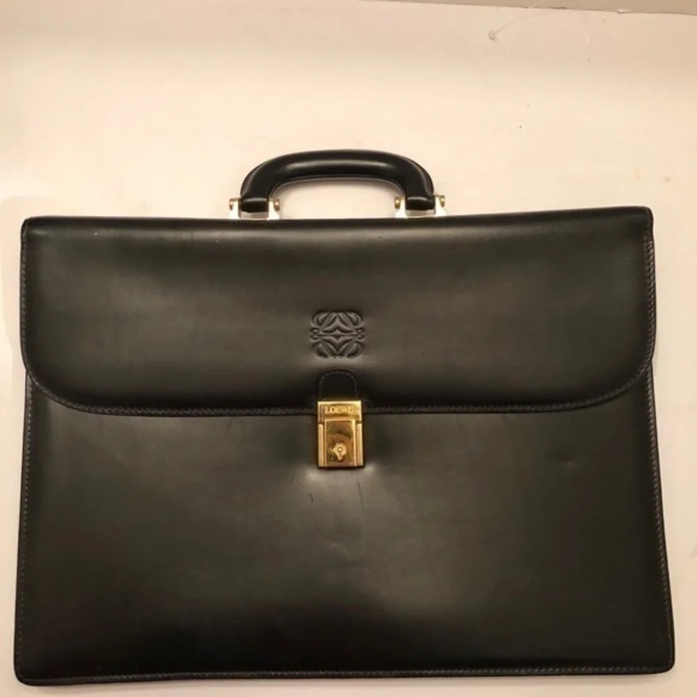 Loewe briefcase black leather made in Spain